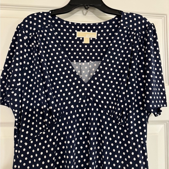 MICHAEL Michael Kors Navy and White Polka Dot Long Sleeve Dress - Picture 4 of 4
